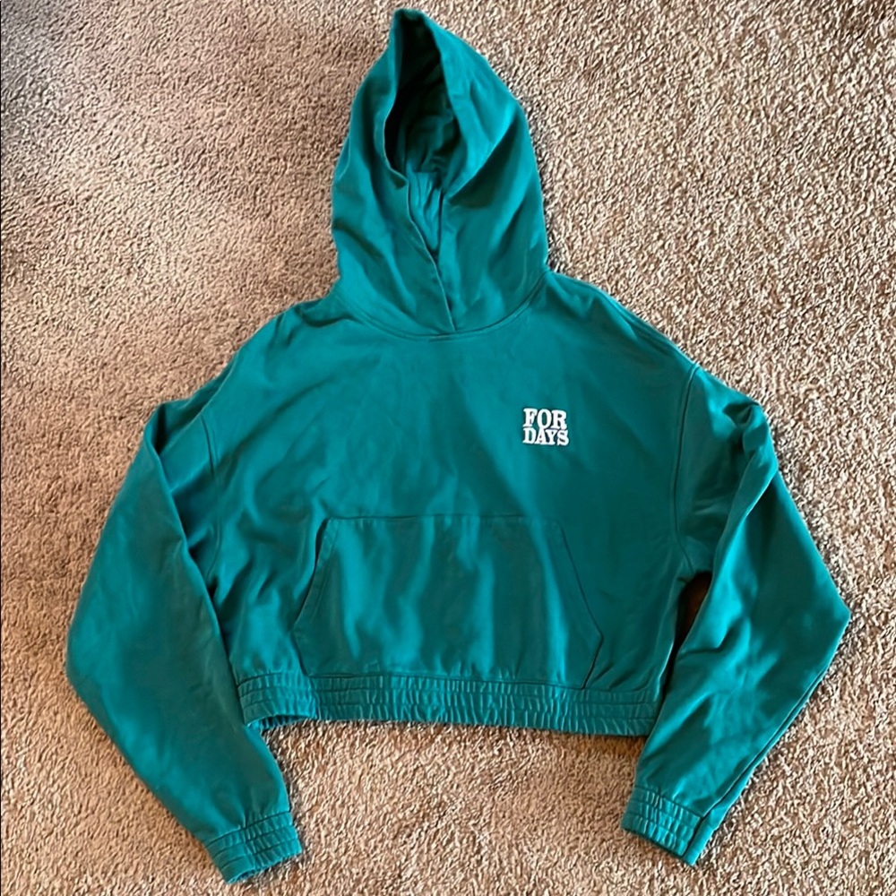 For Better Days Green Cropped Hoodie